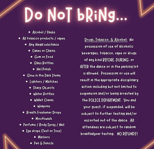 Do not bring...